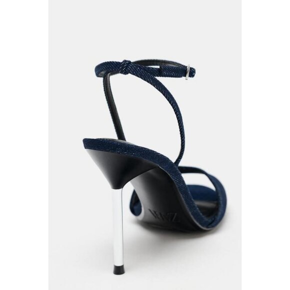 ZARA HIGH-HEELED DENIM SANDALS - Picture 6 of 6